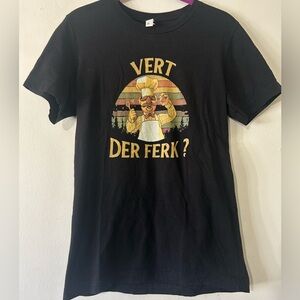 Swedish Chef Black Graphic “ Vert Der Ferk” Tee Shirt